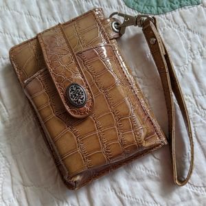 New Metropolitan Milano Embossd Faux Croc Wristlet